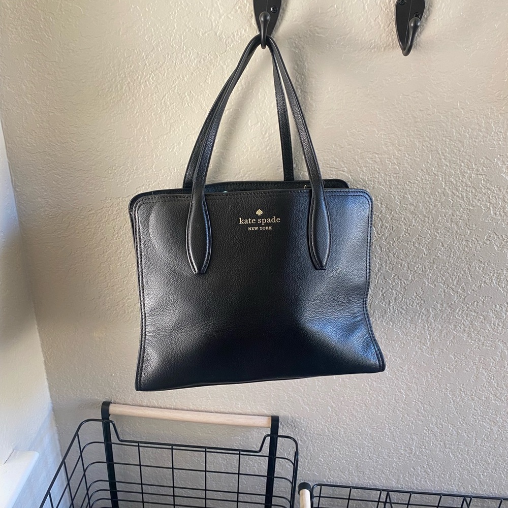 Kate Spade Black Leather Structured Tote